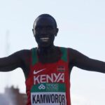 Kenya’s Geoffrey Kamworor sets the new half marathon World record in Copenhagen, Denmark